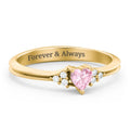 Narrow Heart Ring with Shoulder Accents