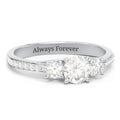 Three Stone Eternity Wedding Ring with Twin Accent Rows